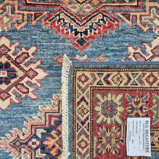 Blue Super Kazak Rug 151cm x 95cm – Hand-Knotted Tribal Wool Rug