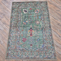 Ariana Sultani Rug 151cm x 100cm – Ghazni Natural Wool Rug in Green Tones