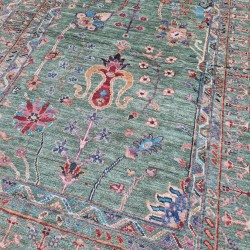 Ariana Sultani Rug 151cm x 100cm – Ghazni Natural Wool Rug in Green Tones