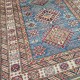 Super Kazak Rug 150cm x 90cm – Light Blue & Cream Tribal Wool Rug
