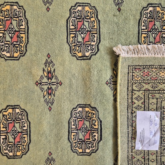 Hand-Knotted Bokhara Rug 240cm x 156cm – Soft Green Wool Rug Authentic Bokhara Hand-Knotted Bokhara Rug 240cm x 156cm – Soft Green Wool Rug Authentic Bokhara