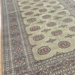 Hand-Knotted Bokhara Rug 240cm x 156cm – Soft Green Wool Rug Authentic Bokhara Hand-Knotted Bokhara Rug 240cm x 156cm – Soft Green Wool Rug Authentic Bokhara