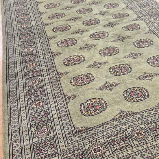 Hand-Knotted Bokhara Rug 240cm x 156cm – Soft Green Wool Rug Authentic Bokhara Hand-Knotted Bokhara Rug 240cm x 156cm – Soft Green Wool Rug Authentic Bokhara