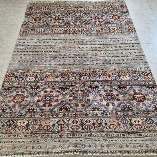 Super Fine Ariana Shawal Rug 239cm x 172cm – Ghazni Wool Silver Grey Luxury