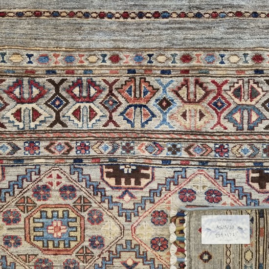 Super Fine Ariana Shawal Rug 239cm x 172cm – Ghazni Wool Silver Grey Luxury