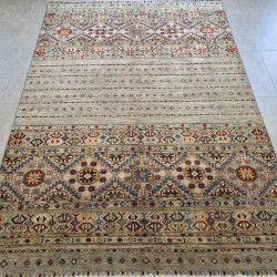 Ariana Shwal Rug 236cm x 169cm – Natural Dyes Ghazni Wool Silver Grey 