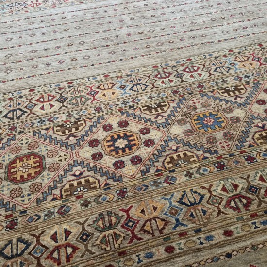 Ariana Shwal Rug 236cm x 169cm – Natural Dyes Ghazni Wool Silver Grey 