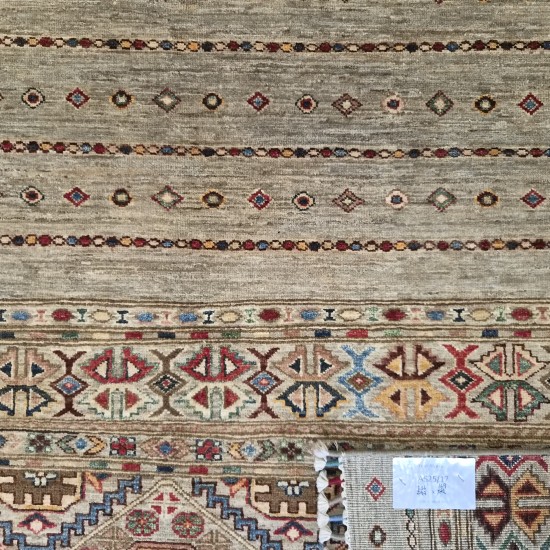 Ariana Shwal Rug 236cm x 169cm – Natural Dyes Ghazni Wool Silver Grey 