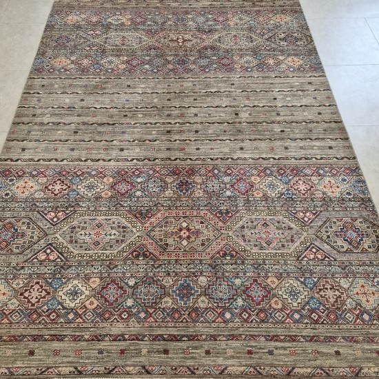 Shawal Rug 245cm x 178cm – Natural Dyes Ghazni Wool Silver Grey