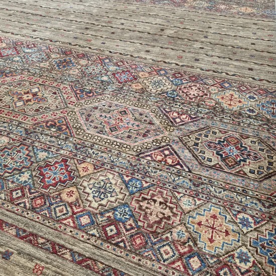 Shawal Rug 245cm x 178cm – Natural Dyes Ghazni Wool Silver Grey