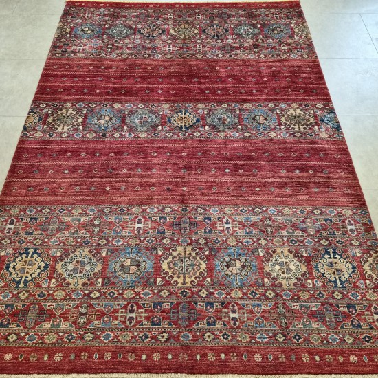 Shawal Ariana Rug 244cm x 176cm – Vegetable Dyed Hand-Spun Wool Red Tones