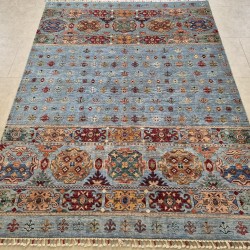 Luxurious Super Fine Ariana Shawal Rug 226cm x 173cm – Ghazni Wool Soft Blue Tones 