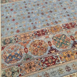 Luxurious Super Fine Ariana Shawal Rug 226cm x 173cm – Ghazni Wool Soft Blue Tones 
