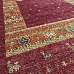 Super Fine Ariana Gabbeh Design Rug 240cm x 177cm – Ghazni Wool Red Terracotta