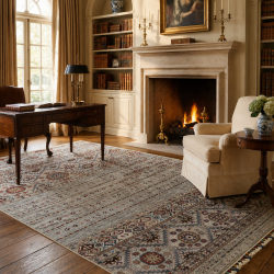 Ariana Shwal Rug 236cm x 169cm – Natural Dyes Ghazni Wool Silver Grey 