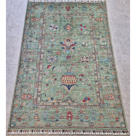 Vegi Dyed Ariana Sultani Rug 152cm x 105cm – Super Fine Ghazni Wool Rare Green 