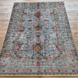 Ariana Sultani Rug 185cm x 144cm – Blue & Grey Ghazni Wool Rug  Authentic Afghan 