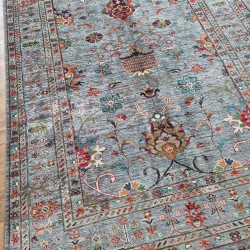 Ariana Sultani Rug 185cm x 144cm – Blue & Grey Ghazni Wool Rug  Authentic Afghan 