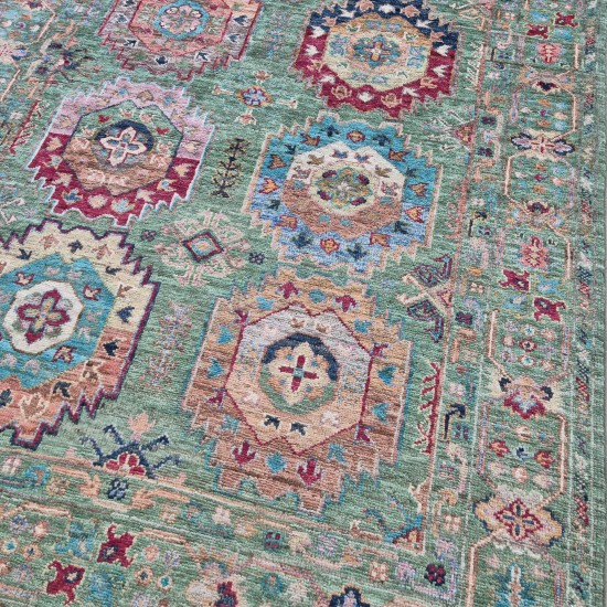 Super Fine Ariana Sultani Rug 149cm x 107cm – Rare Green Ghazni Wool Rug Super Fine Ariana Sultani Rug 149cm x 107cm – Rare Green Ghazni Wool Rug