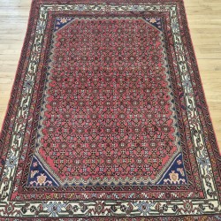 Persian Enjilas Rug 198cm x 146cm – Red & Cream Natural Wool Rug  Authentic Persian