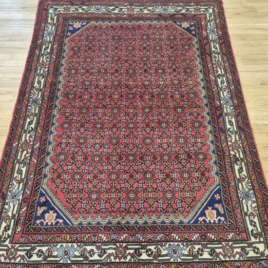 Persian Enjilas Rug 198cm x 146cm – Red & Cream Natural Wool Rug  Authentic Persian