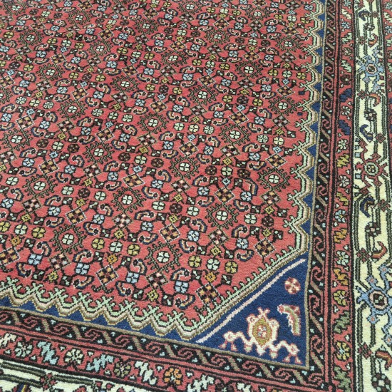Persian Enjilas Rug 198cm x 146cm – Red & Cream Natural Wool Rug  Authentic Persian