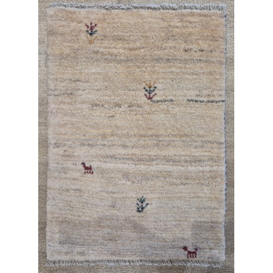 Rug 90cm x 60cm – Natural Wool Pile Tribal Rug Hand-Knotted Persian Gabbeh Rug Rug 90cm x 60cm – Natural Wool Pile Tribal Rug Hand-Knotted Persian Gabbeh Rug