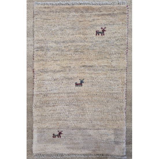 Persian Gabbeh Rug 90cm x 60cm – Thick Wool Pile Cream Rug Persian Gabbeh Rug 90cm x 60cm – Thick Wool Pile Cream Rug