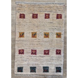 Persian Gabbeh Rug 90cm x 63cm – Thick Wool Pile Cream Rug Persian Gabbeh Rug 90cm x 63cm – Thick Wool Pile Cream Rug