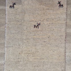 Rug 96cm x 63cm – Cream Natural Wool Pile Bedroom Rug  Authentic Hand-Knotted Persian Gabbeh