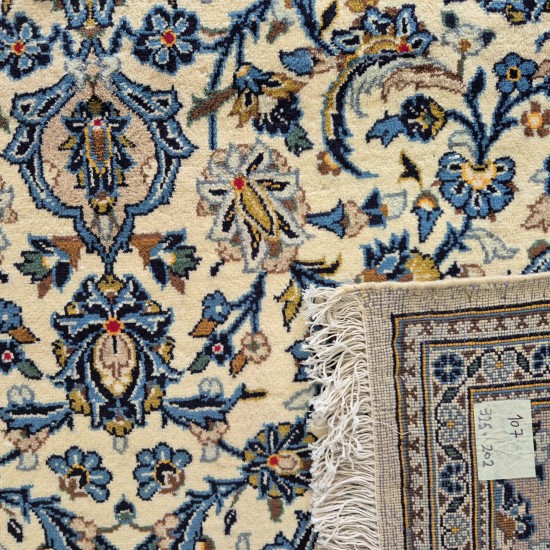 Fine Persian Kashan Rug 325cm x 202cm – Cream & Soft Blue Kurk Wool Fine Persian Kashan Rug 325cm x 202cm – Cream & Soft Blue Kurk Wool