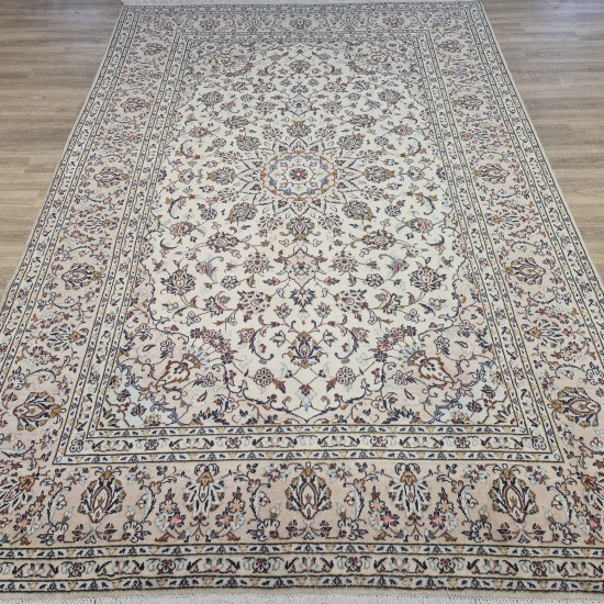 Fine Persian Kashan Rug 296cm x 198cm – Elegant Cream Multi-Colour Carpet Authentic Fine Persian Kashan Rug 296cm x 198cm – Elegant Cream Multi-Colour Carpet Authentic