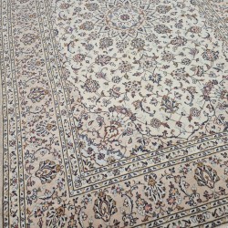 Cream Persian Kashan Rug 356cm x 249cm – Fine Quality Luxury Carpet
