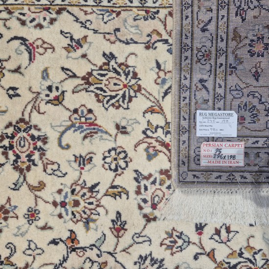 Fine Persian Kashan Rug 296cm x 198cm – Elegant Cream Multi-Colour Carpet Authentic Fine Persian Kashan Rug 296cm x 198cm – Elegant Cream Multi-Colour Carpet Authentic