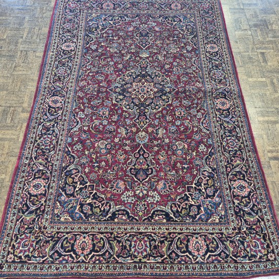 Very Fine Vintage Persian Kashan Rug 208cm x 132cm – Vegetable Dyed Red & Blue Very Fine Vintage Persian Kashan Rug 208cm x 132cm – Vegetable Dyed Red & Blue