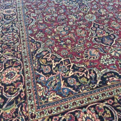 Very Fine Vintage Persian Kashan Rug 208cm x 132cm – Vegetable Dyed Red & Blue 