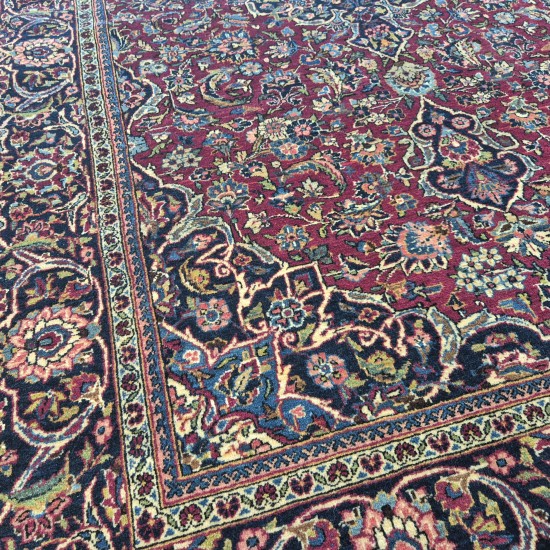 Very Fine Vintage Persian Kashan Rug 208cm x 132cm – Vegetable Dyed Red & Blue Very Fine Vintage Persian Kashan Rug 208cm x 132cm – Vegetable Dyed Red & Blue