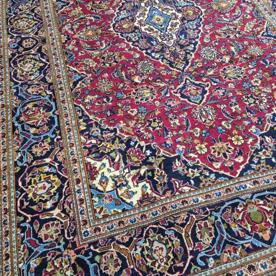 Persian Kashan Rug 303cm x 210cm – Red Blue Mix Colours Exquisite Handmade