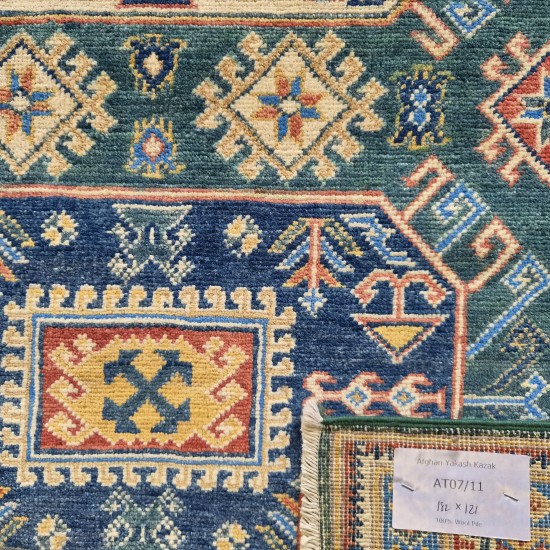 Rare Colour Kazak Rug 182cm x 121cm – Green Tones Handmade Wool Rug Rare Colour Kazak Rug 182cm x 121cm – Green Tones Handmade Wool Rug