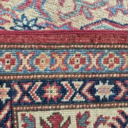 Hand-Knotted Super Kazak Rug 245cm x 180cm – Pink, Cream, Blue & Green Fine Ghazni Wool Rug Hand-Knotted Super Kazak Rug 245cm x 180cm – Pink, Cream, Blue & Green Fine Ghazni Wool Rug