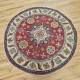 Round Kazak Rug 147cm x 144cm – Red & Cream Handmade Wool Rug