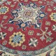 Round Kazak Rug 147cm x 144cm – Red & Cream Handmade Wool Rug