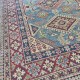 Hand-Knotted Kazak Rug 172cm x 120cm – Blue & Red Tribal Wool Rug Hand-Knotted Kazak Rug 172cm x 120cm – Blue & Red Tribal Wool Rug