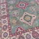 Kazak Rug 295cm x 204cm – Green & Cream Tribal Wool Rug  Authentic Kazak Rug 
