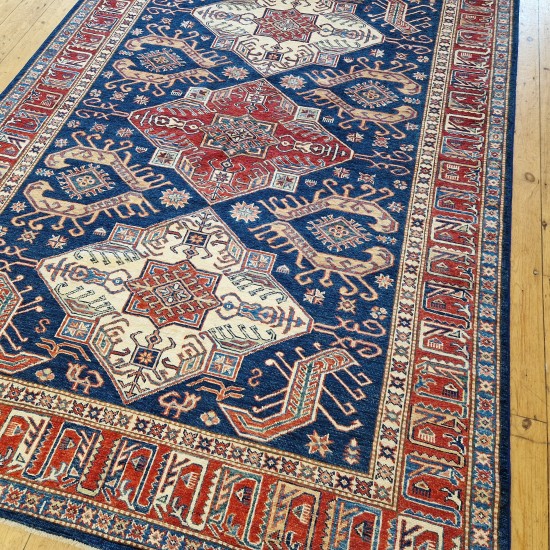 Super Kazak Rug 243cm x173cm – Hand-Knotted Wool Tribal Rug