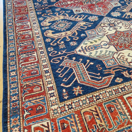 Super Kazak Rug 243cm x173cm – Hand-Knotted Wool Tribal Rug
