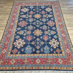 Hand-Knotted Kazak Rug 250cm x 165cm – Blue Mixed Colours Wool Rug