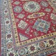 Hand-Knotted Kazak Rug 246cm x 168cm – Red, Blue & Cream 