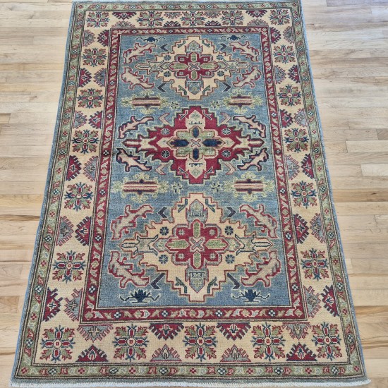Vintage Style Kazak Rug 180cm x 121cm – Soft Blues & Cream Vegetable Dyed Wool Rug Vintage Style Kazak Rug 180cm x 121cm – Soft Blues & Cream Vegetable Dyed Wool Rug