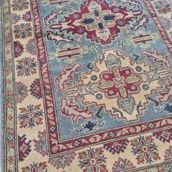 Vintage Style Kazak Rug 180cm x 121cm – Soft Blues & Cream Vegetable Dyed Wool Rug